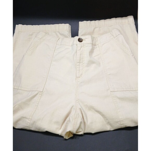 IB Diffusion Capris Cropped Pants Size 12 Cream Patch Pockets Cotton Blend - Picture 2 of 11